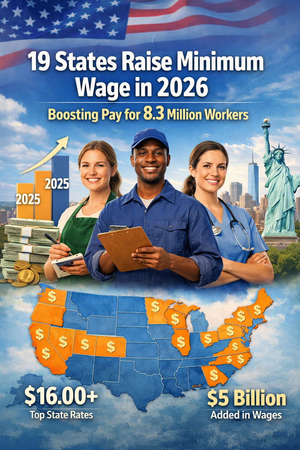 19 States Raise Minimum Wage in 2026, Adding Billions in Pay for 8.3 Million U.S. Workers | HireCade