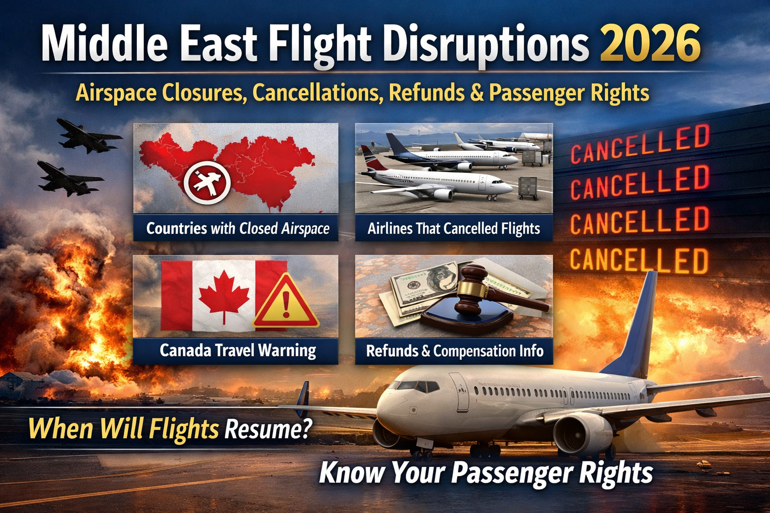 Middle East Flight Disruptions 2026: Airspace Closures, Airline Cancellations, Refund Rules, And Passenger Rights